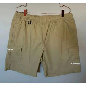 CARRE Mens Pull On Elastic Waist Slice Style Cargo Track Shorts Tan Sz XL